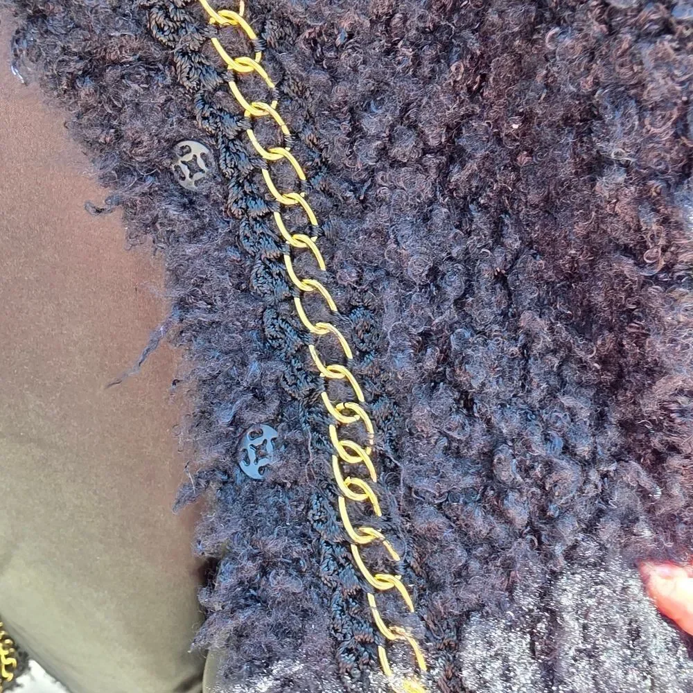 Michael Simon Boucle Jacket With Gold Chain